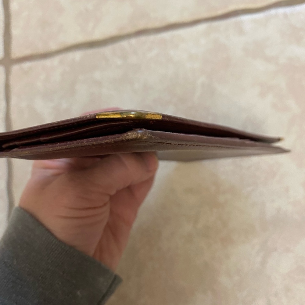 Vintage Cartier Check Organizer Bi-Fold Wallet, Burgundy Leather - Picture 3 of 14